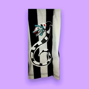 Beetlejuice Crop Leggings Black White Striped